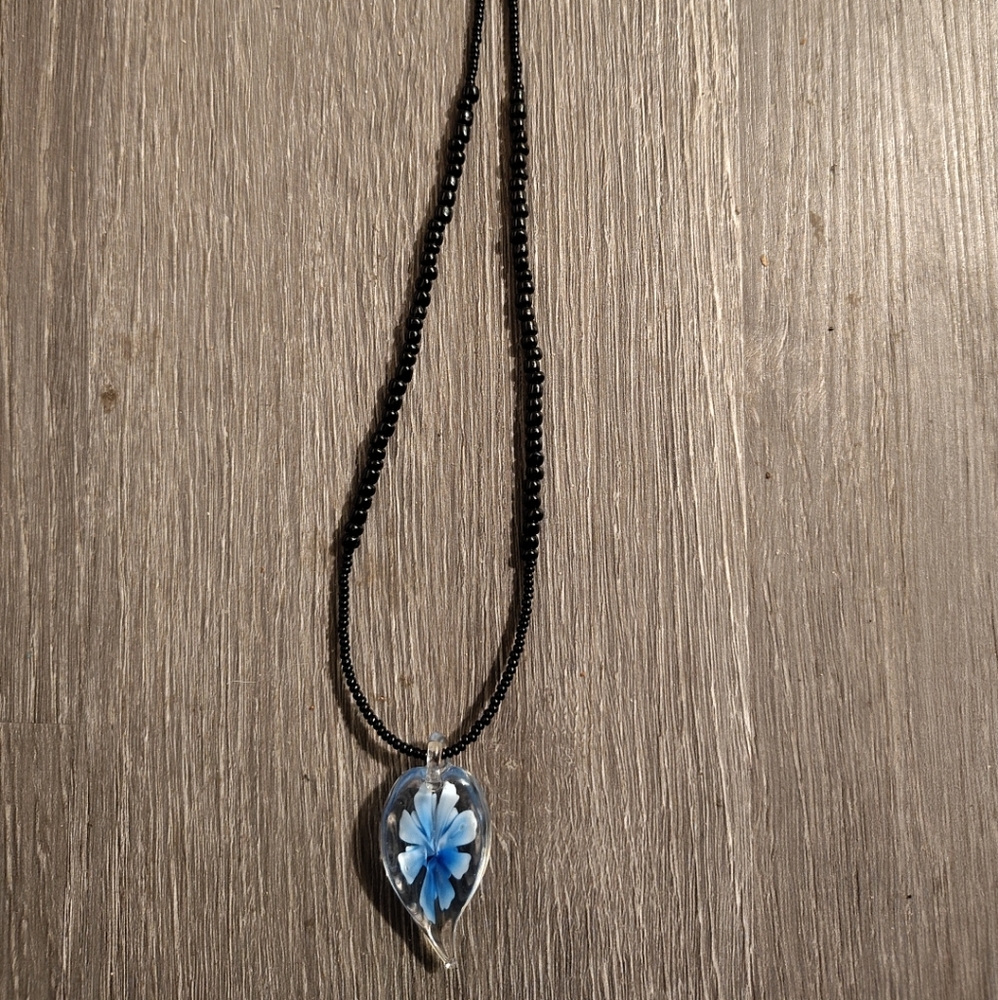 Murano Style Glass Pendant Necklace